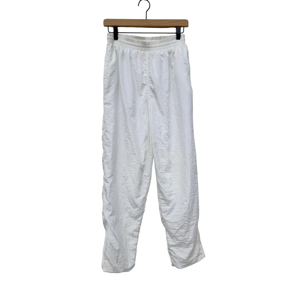 Vintage Skyr‎ Sport Pearl White Nylon Track Pants 80s 90s Windbreaker Retro M